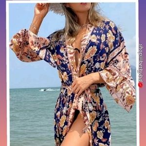 Navy Blue Tribal Floral CoverUp/Kimono 🙋5 🌟rated